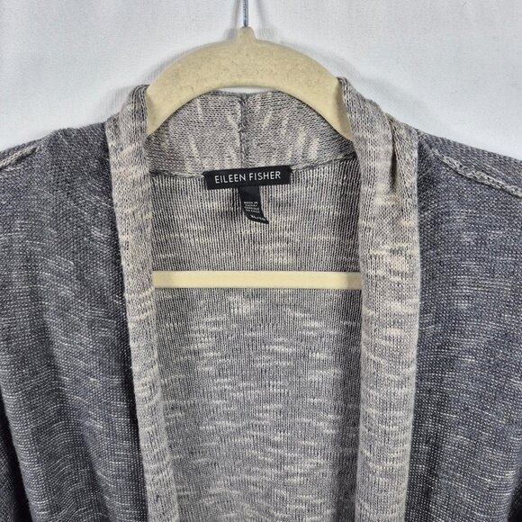 Eileen Fisher Sweater Womens XL Gray Linen Cardigan Open Long Sleeve Minimalist - Picture 4 of 7